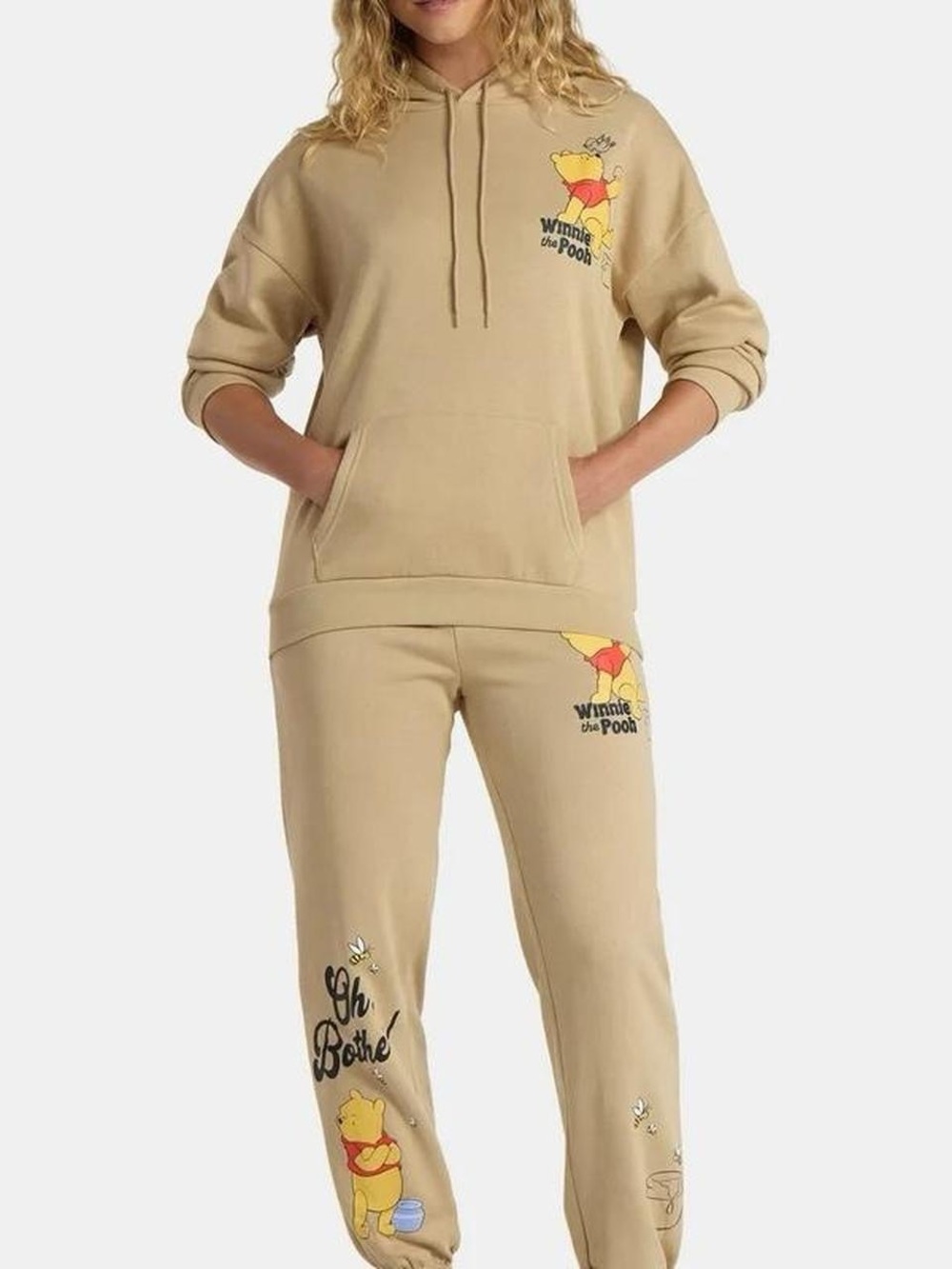 Disney Winnie the Pooh Tan Hoodie & Joggers Set - Tan with Yellow/Red Graphics